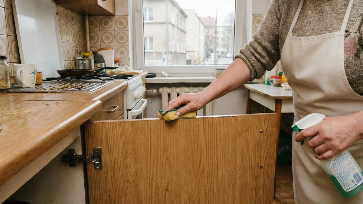 Skutecznie usuwa tłuszcz z szafek kuchennych. Fronty znów jak nowe. Wystarczy jeden krok, o którym mało kto pamięta
