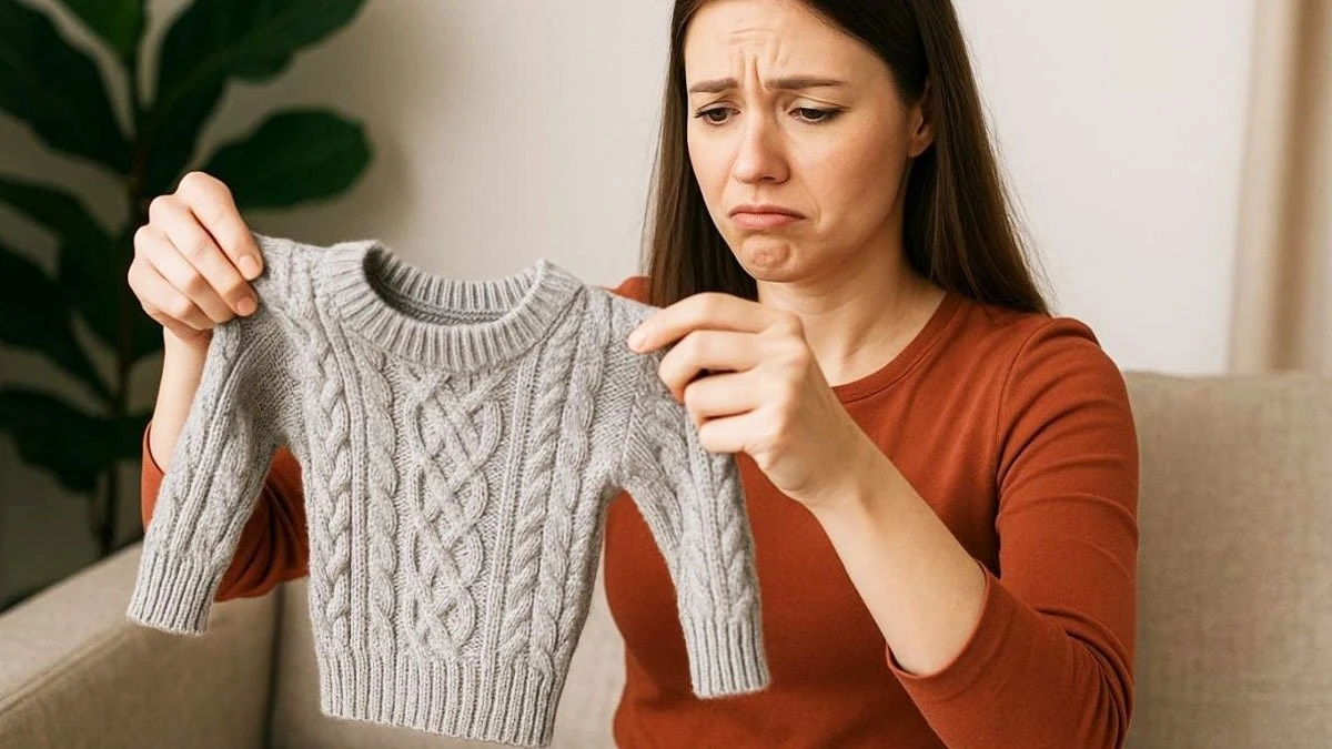 Zimowy sweter się skurczył po praniu? Zamiast go wyrzucać, uratuj go odżywką do włosów w 4 prostych krokach
